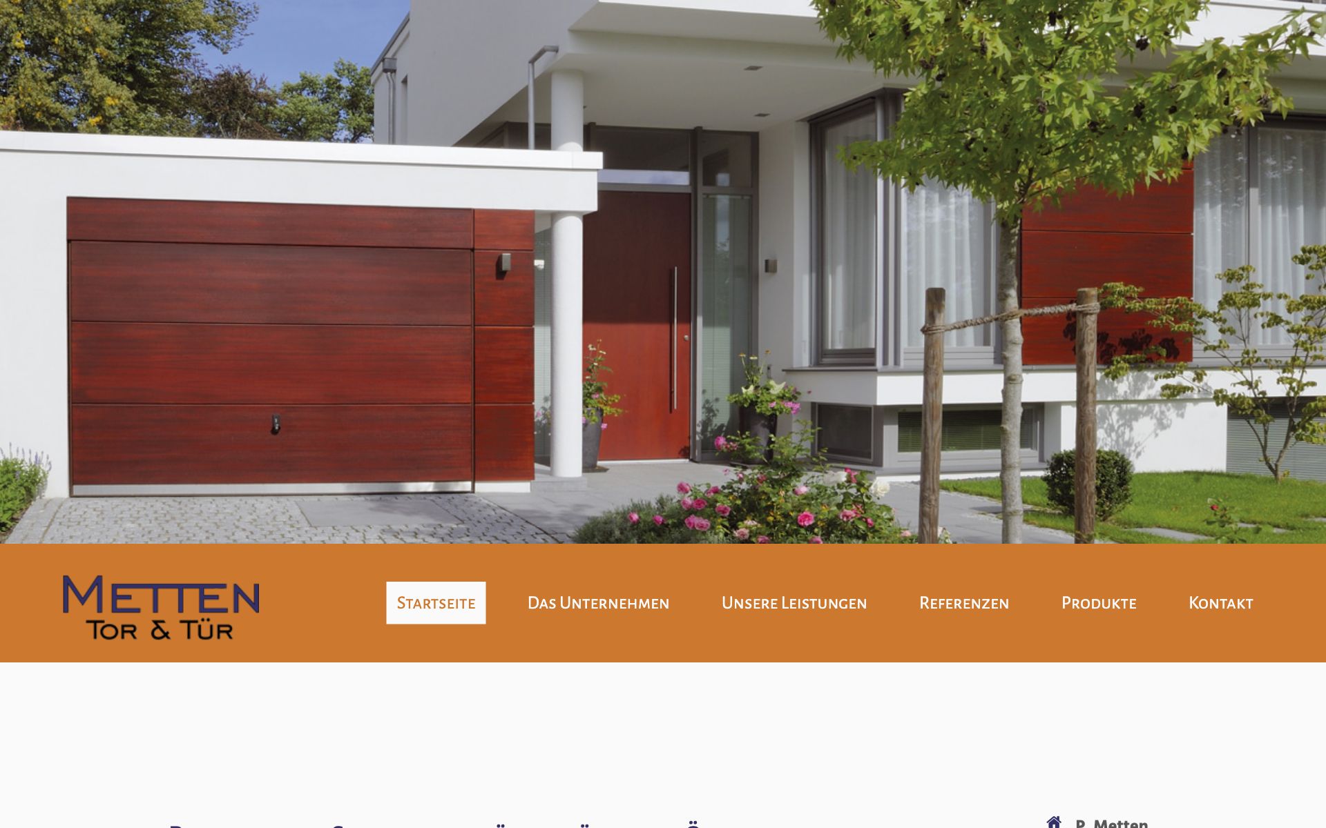 Die alte Webseite von Metten Tor & Tür vor dem Neubau durch voll-werbung